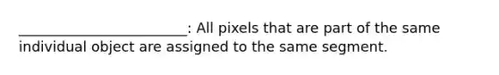 ________________________: All pixels that are part of the same individual object are assigned to the same segment.