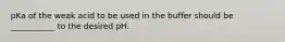 pKa of the weak acid to be used in the buffer should be ___________ to the desired pH.