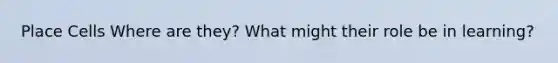 Place Cells Where are they? What might their role be in learning?