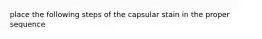 place the following steps of the capsular stain in the proper sequence