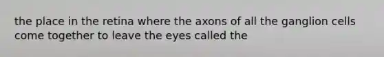 the place in the retina where the axons of all the ganglion cells come together to leave the eyes called the