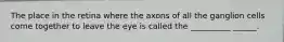 The place in the retina where the axons of all the ganglion cells come together to leave the eye is called the __________ ______.