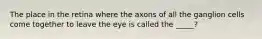 The place in the retina where the axons of all the ganglion cells come together to leave the eye is called the _____?