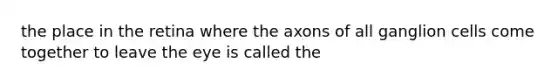 the place in the retina where the axons of all ganglion cells come together to leave the eye is called the