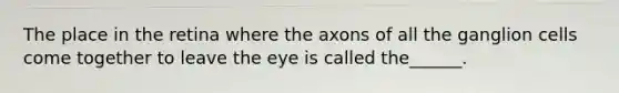 The place in the retina where the axons of all the ganglion cells come together to leave the eye is called the______.