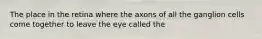 The place in the retina where the axons of all the ganglion cells come together to leave the eye called the