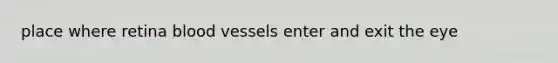 place where retina blood vessels enter and exit the eye