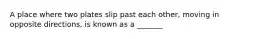 A place where two plates slip past each other, moving in opposite directions, is known as a _______