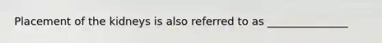 Placement of the kidneys is also referred to as _______________