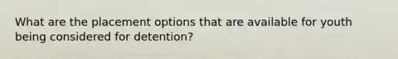 What are the placement options that are available for youth being considered for detention?