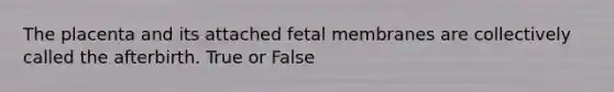 The placenta and its attached fetal membranes are collectively called the afterbirth. True or False