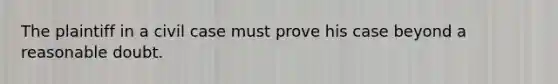 The plaintiff in a civil case must prove his case beyond a reasonable doubt.