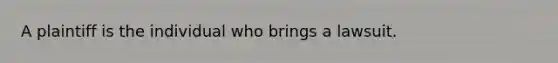 A plaintiff is the individual who brings a lawsuit.