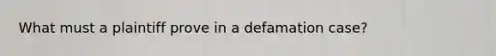 What must a plaintiff prove in a defamation case?