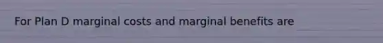 For Plan D marginal costs and marginal benefits are