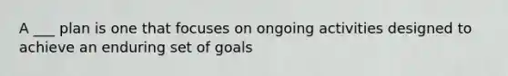 A ___ plan is one that focuses on ongoing activities designed to achieve an enduring set of goals