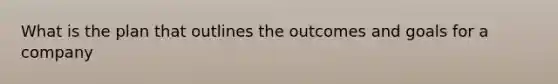 What is the plan that outlines the outcomes and goals for a company