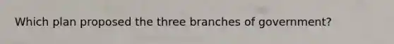 Which plan proposed the three branches of government?