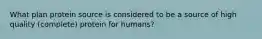 What plan protein source is considered to be a source of high quality (complete) protein for humans?