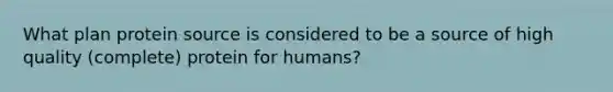 What plan protein source is considered to be a source of high quality (complete) protein for humans?