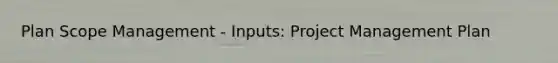 Plan Scope Management - Inputs: Project Management Plan