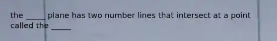 the _____ plane has two number lines that intersect at a point called the _____