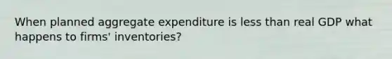 When planned aggregate expenditure is less than real GDP what happens to firms' inventories?