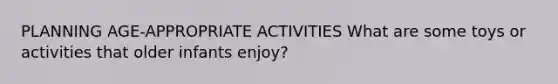 PLANNING AGE-APPROPRIATE ACTIVITIES What are some toys or activities that older infants enjoy?