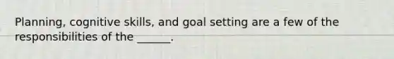 Planning, cognitive skills, and goal setting are a few of the responsibilities of the ______.