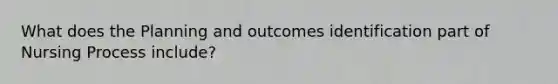 What does the Planning and outcomes identification part of Nursing Process include?