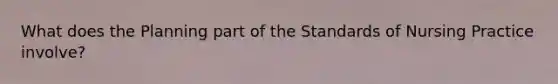 What does the Planning part of the Standards of Nursing Practice involve?