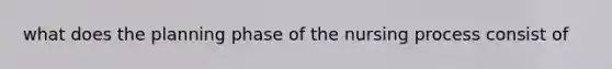 what does the planning phase of the nursing process consist of