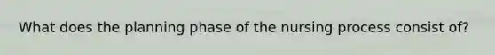 What does the planning phase of the nursing process consist of?