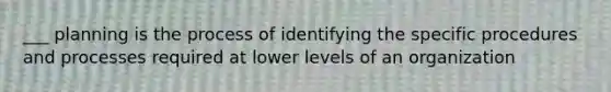 ___ planning is the process of identifying the specific procedures and processes required at lower levels of an organization