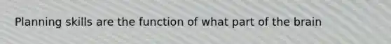 Planning skills are the function of what part of the brain