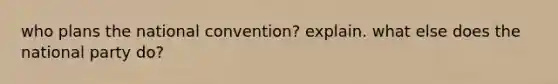 who plans the national convention? explain. what else does the national party do?