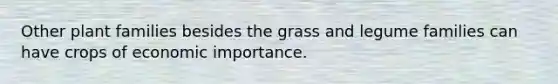 Other plant families besides the grass and legume families can have crops of economic importance.