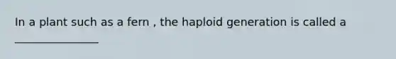 In a plant such as a fern , the haploid generation is called a _______________