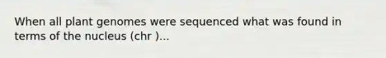 When all plant genomes were sequenced what was found in terms of the nucleus (chr )...