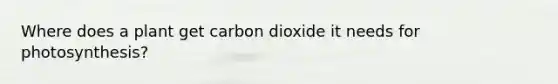 Where does a plant get carbon dioxide it needs for photosynthesis?