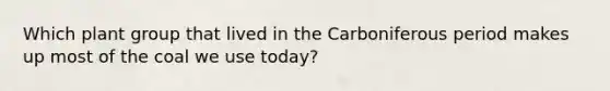 Which plant group that lived in the Carboniferous period makes up most of the coal we use today?