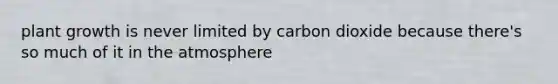 plant growth is never limited by carbon dioxide because there's so much of it in the atmosphere