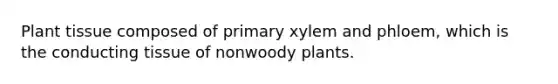 Plant tissue composed of primary xylem and phloem, which is the conducting tissue of nonwoody plants.