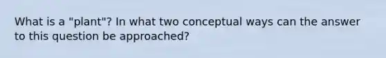 What is a "plant"? In what two conceptual ways can the answer to this question be approached?