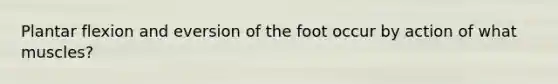 Plantar flexion and eversion of the foot occur by action of what muscles?