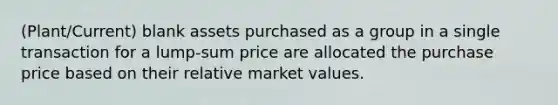 (Plant/Current) blank assets purchased as a group in a single transaction for a lump-sum price are allocated the purchase price based on their relative market values.