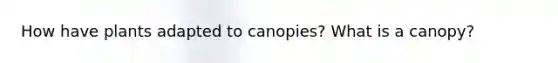 How have plants adapted to canopies? What is a canopy?