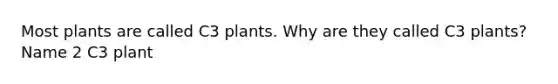 Most plants are called C3 plants. Why are they called C3 plants? Name 2 C3 plant