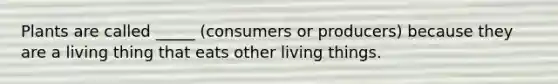 Plants are called _____ (consumers or producers) because they are a living thing that eats other living things.