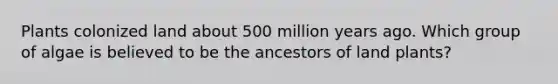 Plants colonized land about 500 million years ago. Which group of algae is believed to be the ancestors of land plants?